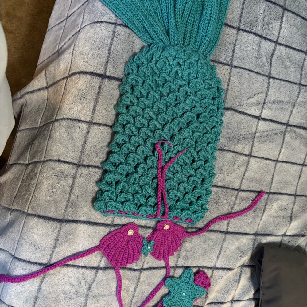 Teal Mermaid Tail Blanket Infant Outfit